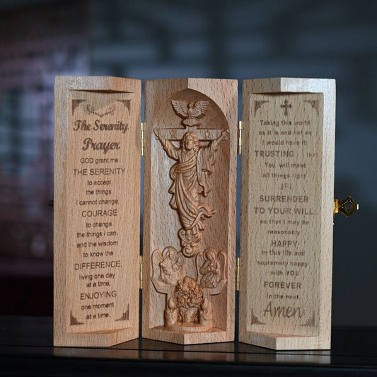 Jesus Three-Open Wooden Box Home Decor
