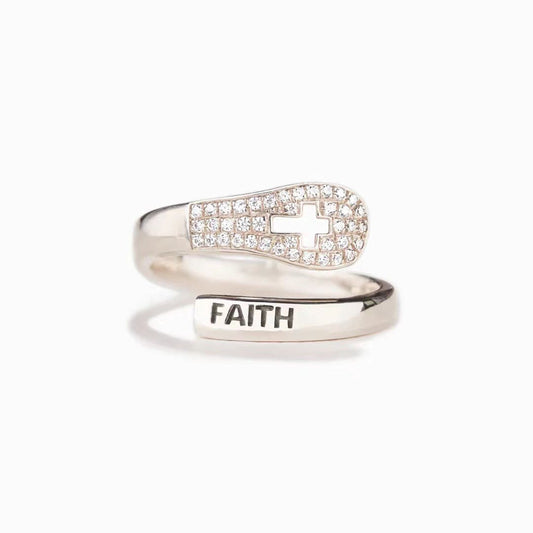 "FAITH" Christian Ring in Zircon & 925 Sterling Silver