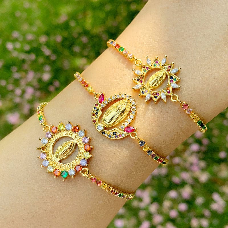 Handmade Gold Plated & Zircon Virgin Mary Bracelets by Godisabove™