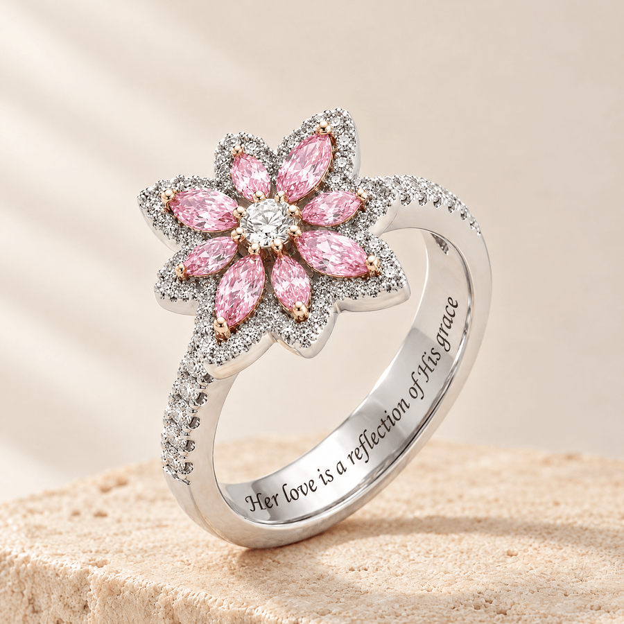 Pink Zircon Flower Ring - Deborah