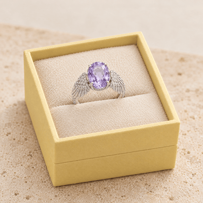 Oval Violet Zircon Ring - Anna in the open gift box