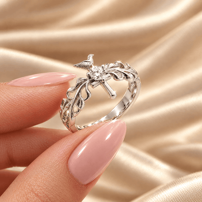 Pavé Zircon Dove Cross Ring - Miriam held
