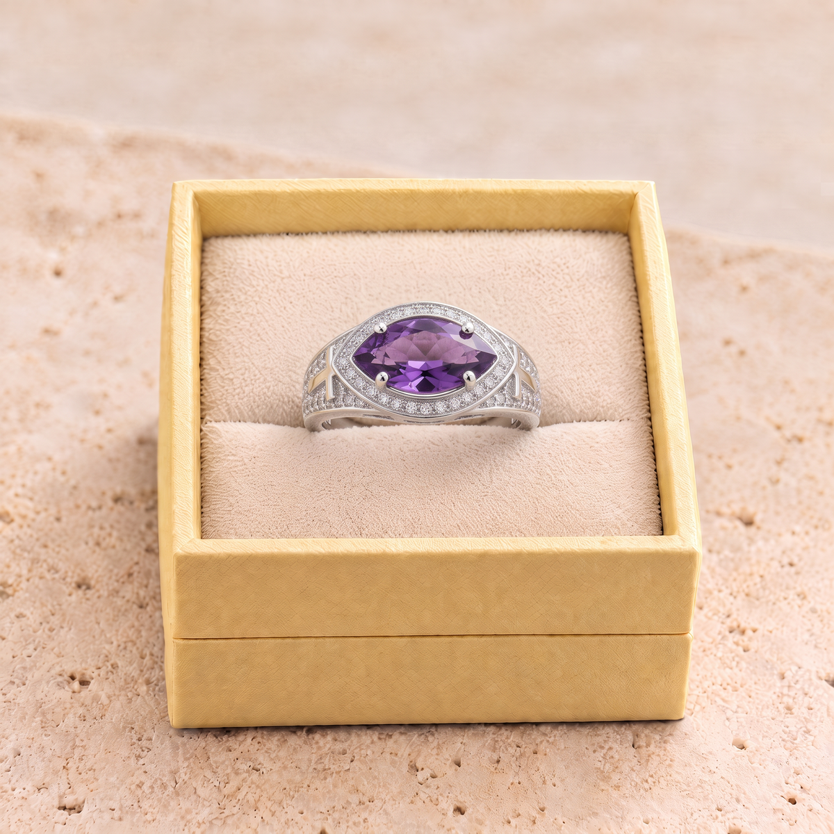 Marquise Violet Zircon Ring - Esther in gift box