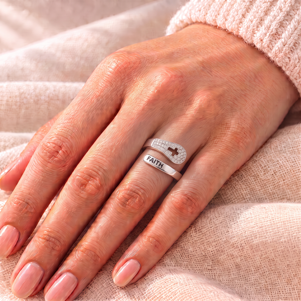 Mary Faith ring worn on hand