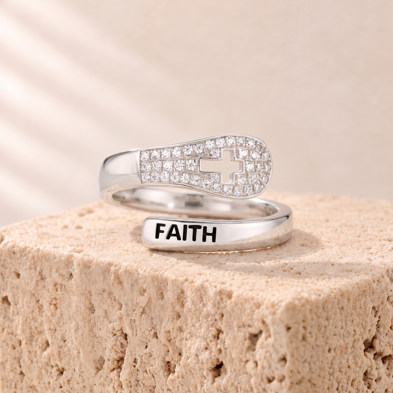 "Faith" Pavé Zircon Cross Ring - Mary