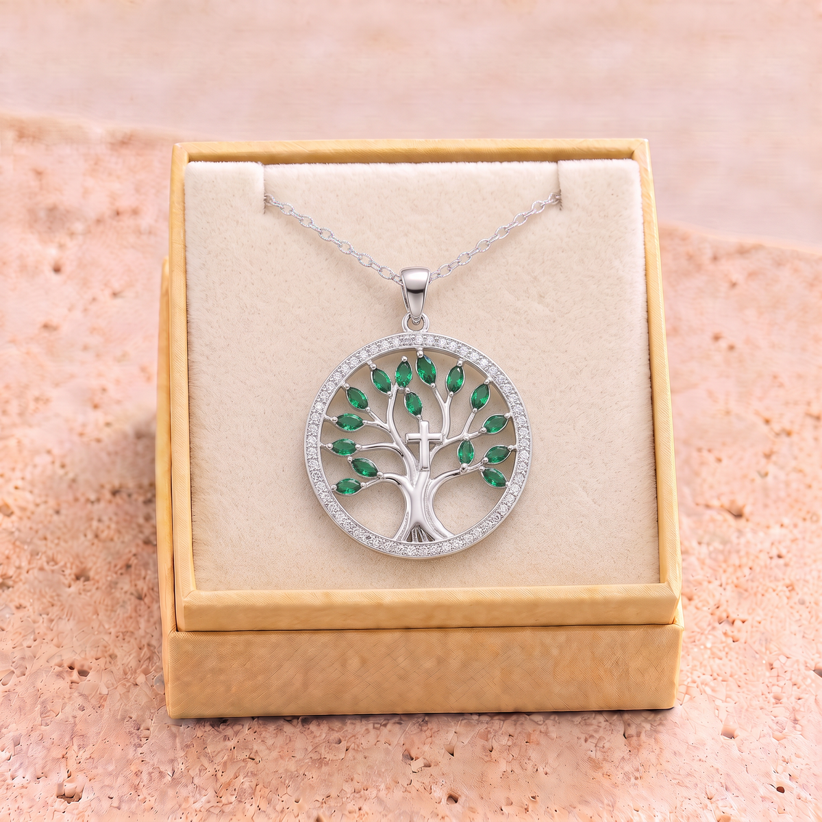 Naomi tree of life necklace in Godisabove gift box
