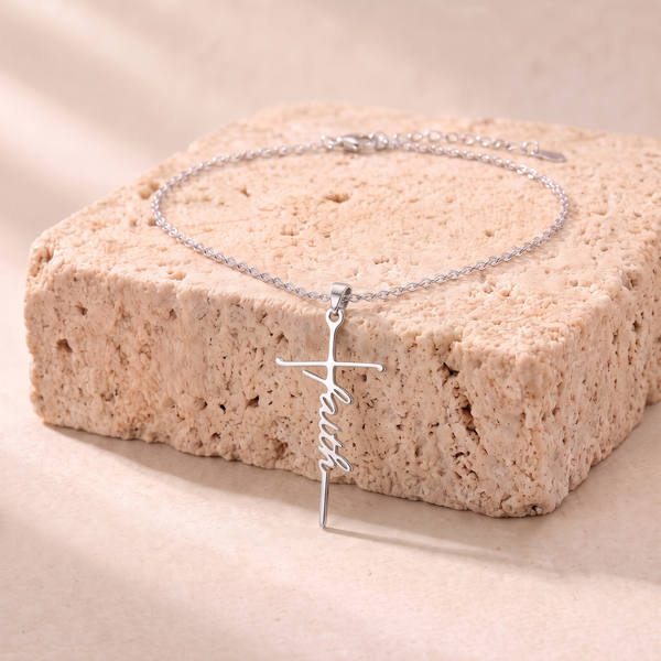 Lois faith script cross necklace