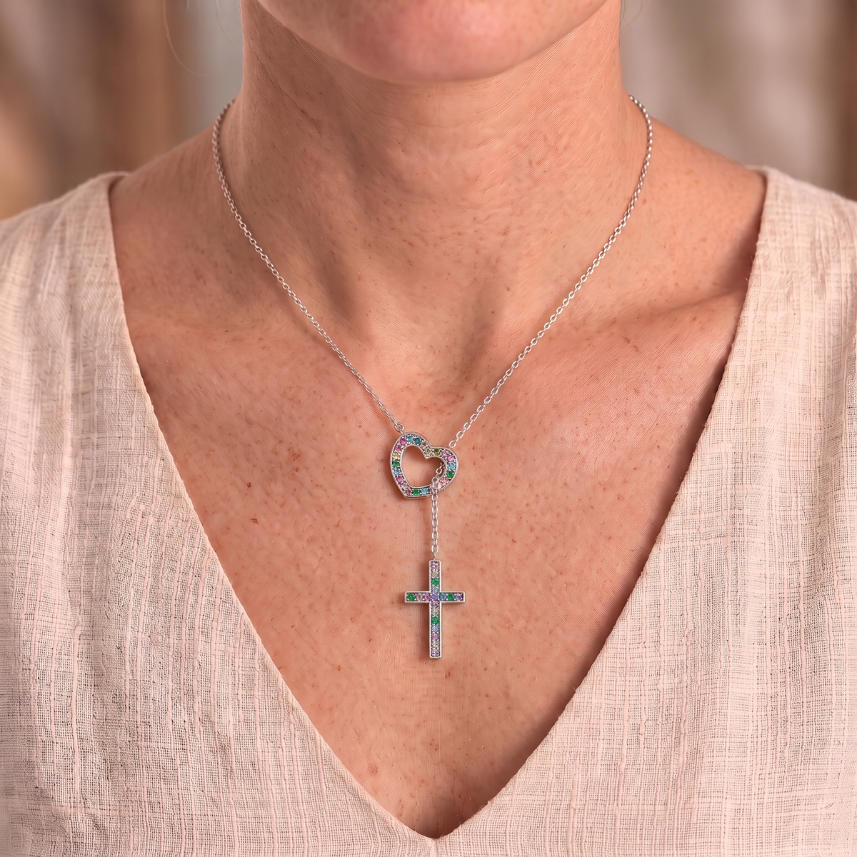 Eve necklace worn close-up