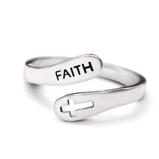 "FAITH" Adjustable Christian Ring in 925 Sterling Silver