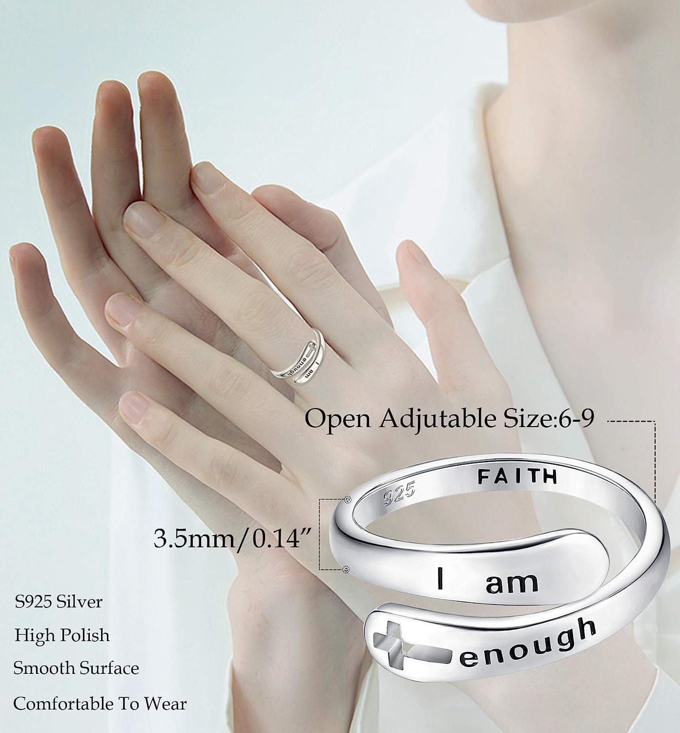 I am enough sterling 2024 silver ring