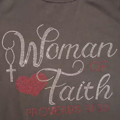 "Woman Of Faith" T-shirt with Rhinestones by Godisabove™