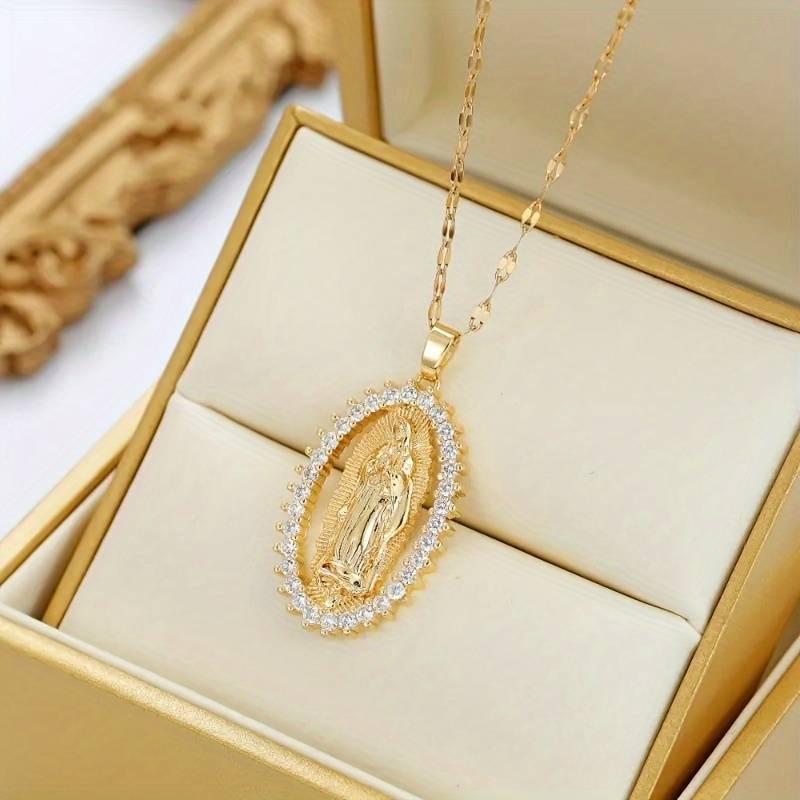 Zircon decorated 'Virgin Mary' Necklace by Godisabove™