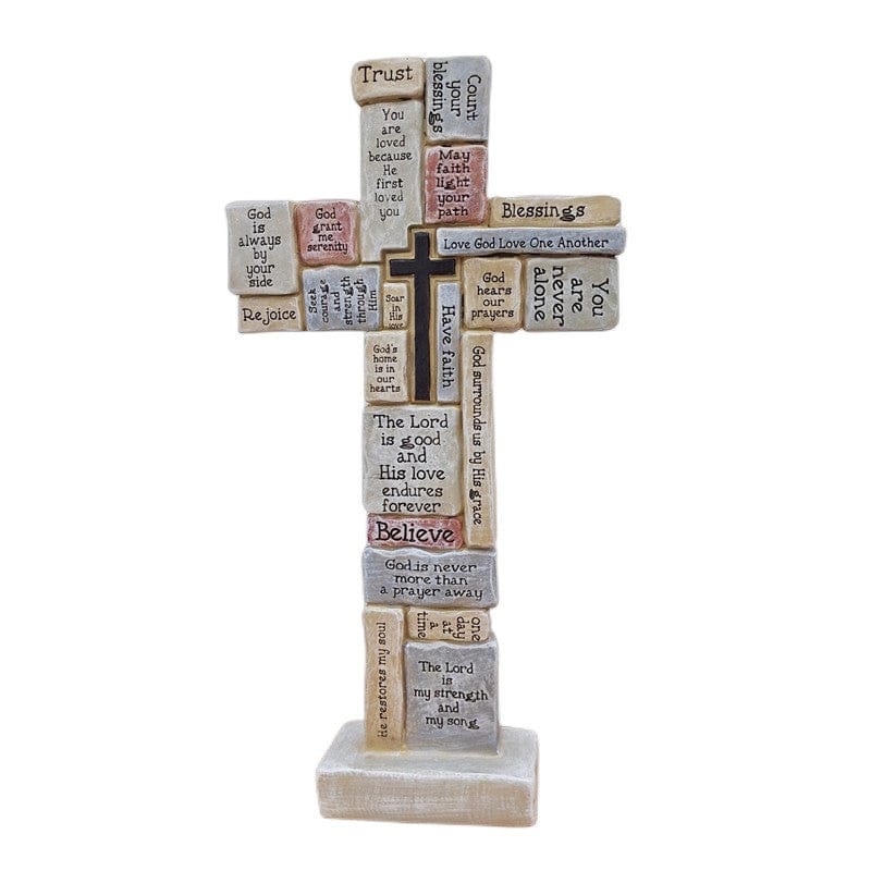 1Pc Encouraging Wall Cross - Resin Ornament with Inspirational Words and Phrases - Perfect Christian Home Decor and Christmas Gift